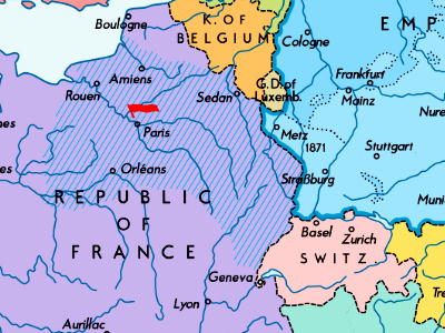 1871年のフランス＝プロシア国境