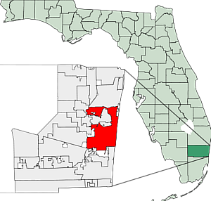 Map of Florida highlighting Fort Lauderdale